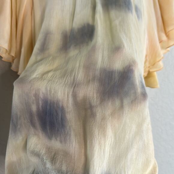 YFB Flutter Sleeve Top Tie Dye Watercolor Spring Summer Pastel Rayon Hippie - Picture 6 of 8